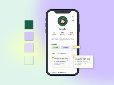 Daily UI - 006 - User Profile (Bookworm App) 006 app book dailyui dailyuichallenge design ui user profile ux