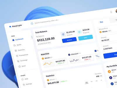 ManyCrypto - Cryptocurrency Dashboard bitcoin bitcoin dashboard clean crypto crypto currency crypto dashboard cryptocurrency cryptocurrency dashboard dashboard dashboard ui ethereum exchange minimal minimalist mobile trade ui wallet wallet dashboard webdesign