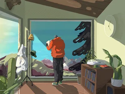 Room character colors design grain hills illustration mood mountain procreate texture