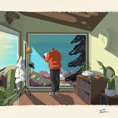 Room character colors design grain hills illustration mood mountain procreate texture