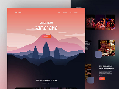 RAMAYANA - Festival Website with Parallax Animation after effects animation art culture festival illustration landing page mountain nature parallax sunset trip ui uiux vacation web design website