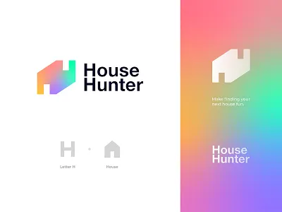 House Hunter Logo Design: Letter H + House apartment architecture logo branding colorful gradient logo home home logo house house logo letter h logo logo design logo designer modern logo popular logo property real estate real estate branding real estate logo unique logo