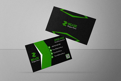 NGAZE Brand Identity - Business Card brand identity business card business card design business cards card card design creative business card design etctobeyond gaming gaming business card gaming card graphic design green identity logo modern modern business card ngaze visiting card