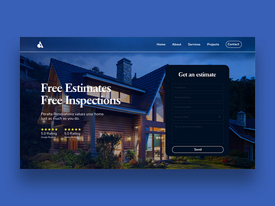 Web Design | Peralta Renovations branding construction landing page mockup renovations roofing roofing company web development web ui website