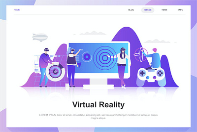 Virtual Augmented Reality Flat Concept back backup backupgraphic branding chand character concept dashboard design flat illustration page people reality template vector virtual vr websitelanding