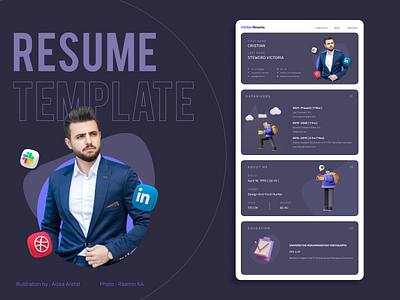 Resume Template Website or print curriculum vitae cv landing page personal branding personal branding website resume resume design ui website design