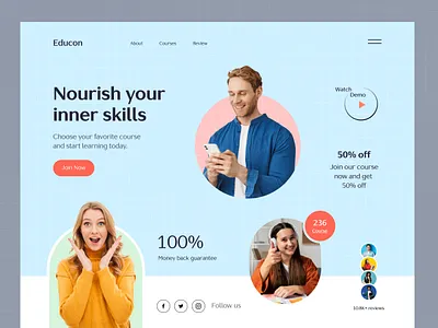 Online Course Website educational platform educational website home page landing page online course website online education platform online education website online learning platform online learning website udemy web web design web page web page design website website design