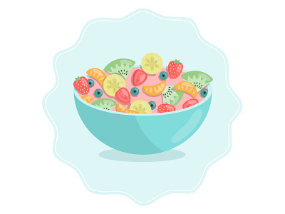 Fruit salad art banana berry blue blueberry design flat food fruit graphic design illustration illustrator kiwi mandarin orange salad strawberry vector yogurt