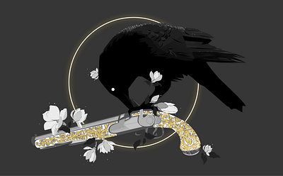 Reloaded art artist beautiful bird black and white dark design digital art digital illustration graphic design illustration ipad raven series story vectorart wallpaper