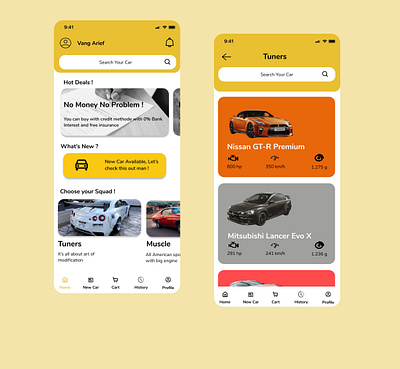 Online Car Dealer App app design ui ux