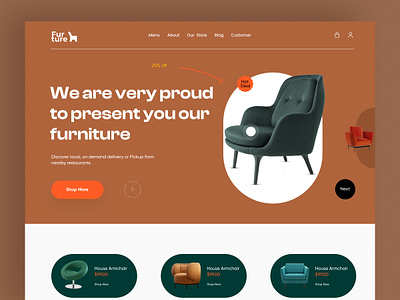 Furniture landing page app branding cart design ecommerce furniture interface landing page product shop shopping ui ux web web page website