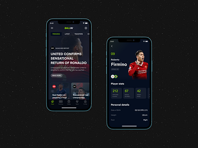 Ballin' - Football App app design blog design football liverpool news ronaldo sports ui uidesign uiux userinterface ux uxdesign