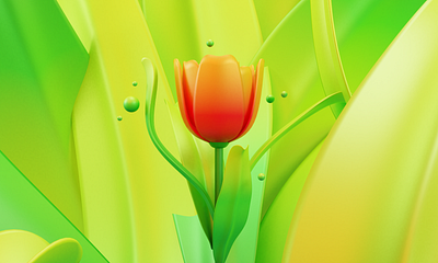 Tulip 🌷 3d 3dillustration 3drender animation flower illustration peachtober