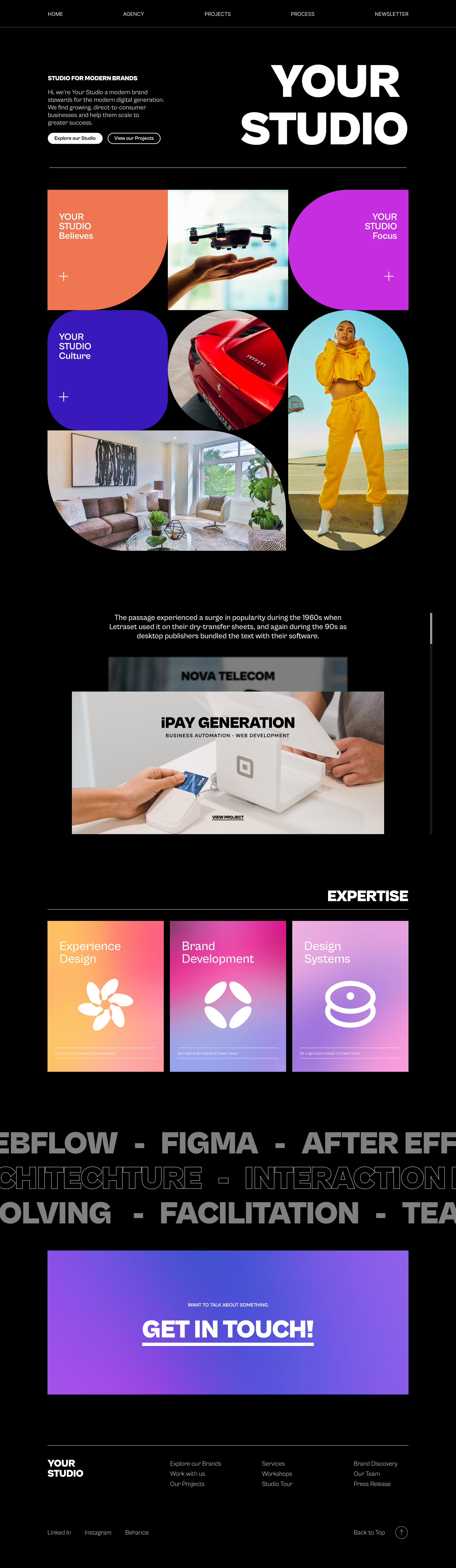 Studio & Agency Landing page (Design Study) agency landingpage productdesign studiowebsite ui visualdesign web webdesign webdesigner website