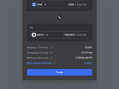 ✖️ Trade Component bitcoin blockchain clean crypto crypto art design modal ethereum finance input field liquidity modal nft popup swap token trade trading ui ui elements components ux