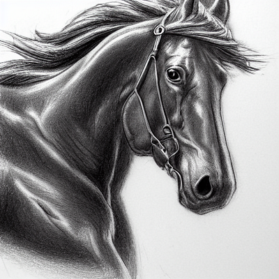 horse running, pixar, pencil sketch, dark dark