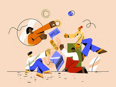 Team From Anywhere branding character conference design group illustration illustrator logo meeting minimal online painting team team work ui vector