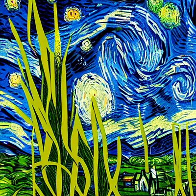 blade of grass, van gogh, high resolution, sticker art sticker art