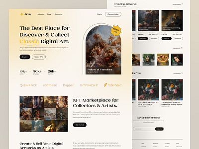 Artsy - NFT Marketplace Website art auction bid classic digital artworks ethereum header landing page nft nft marketplace ui ui design web design website