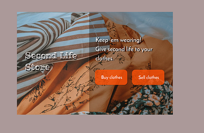 Landing page for secondhand store art branding design landing page store ui ux vector