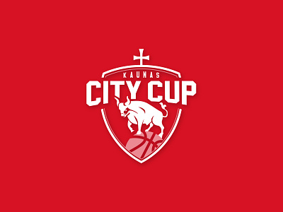 City Basketball Tournament Logo animal ball basketball branding bull bullock championship citycup heraldi heraldic icon illustration logo mascot ox red shield tournament vector