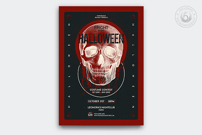 Halloween Flyer Template catalog clean design flyer flyer template fright halloween halloween flyer poster horror illustration indesign magazine movie night october poster template print printable template zombie