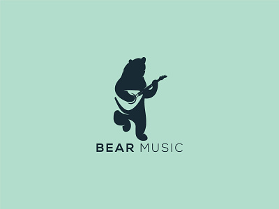 Bear Music Logo animal bear bear dance logo bear guitar logo bear music logo bears branding dancing bear design guitar logo illustration logo logos music logo music time rock simple song string vector