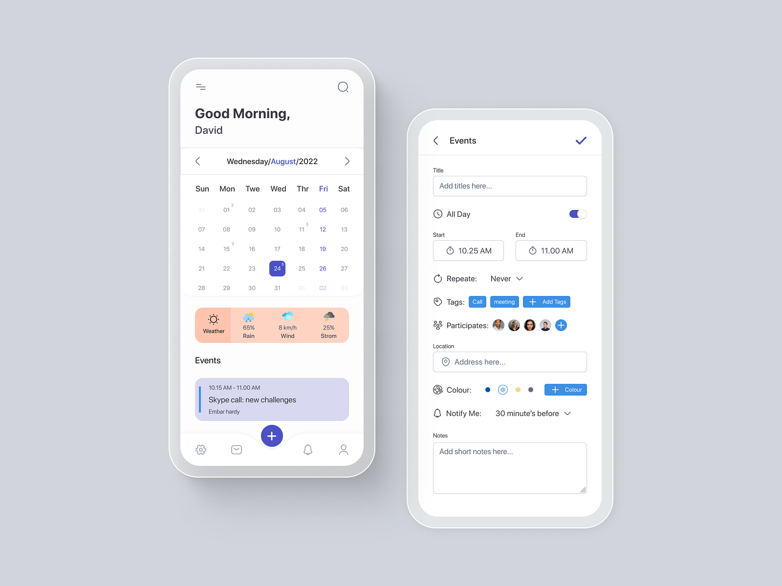 Calender Mobile App by Nurul Amin for Dezzlab on Dribbble