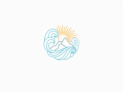 line art scenery circular logo elegant illustration lineart logo minimal modern mountain logo scenery waves