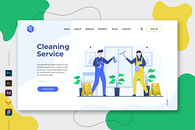 Cleaning Service - Web & Mobile Landing Page app blog branding cleaning design events html illustration landin page landing minimal purpose service shop trendy ui ui design ux ux design website