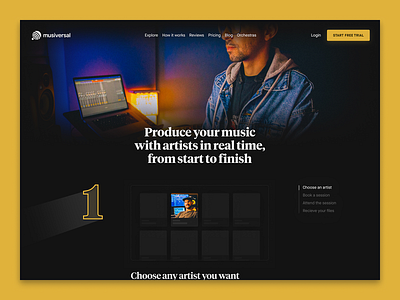 How it Works — Musiversal branding dark how it works landing page marketing website marketplace music music studio musicians musiversal recording studio steps