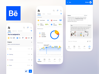 Task Management Mobile App - Minder - Case study analytics app app dashboard app home card ui case study data home home ui manager mobile app mobile design product design report ui task management app task manager team todo app ui ux design