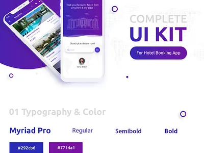 Complete UI kit for Hotel Booking app application apps hotel app hotel booking restaurant booking app ui ui kit
