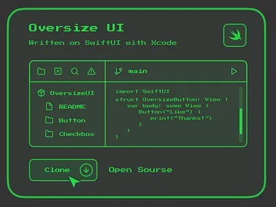 Oversize UI GitHub app application clone code crt designsystem dev git github illustration ios mono opensourse package retro swift swiftui system ui