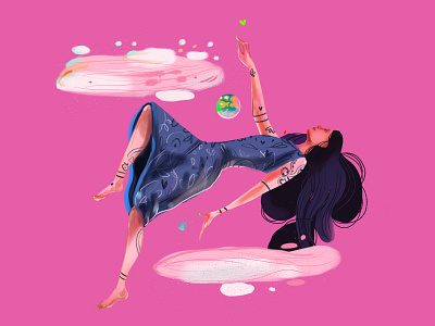 Rise and Fall brush character earth fall illustration people pink procreate rise tree woman