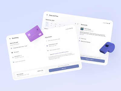 Bookla widget 3d appointment booking branding cards check out custom date picker design minimal mobile app payment schedule ui uiux uxui web web design widget