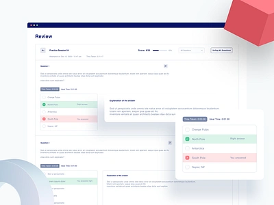 Answer Review Page - Exam System App answer app clean design exam flag interface question review students system test ui ui design unflag ux web web design
