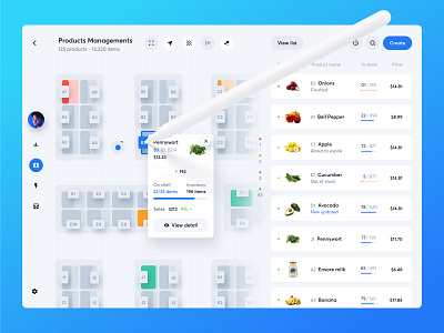 Food Inventory Management App dashboard floor plan food food list inventory list management map product design product management web design