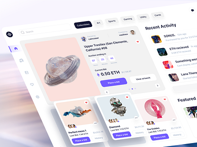 NFT Marketplace app design best design blockchain crypto dash dashboard eth inspiration light marketplace nft nft marketplace qclay trend web web page