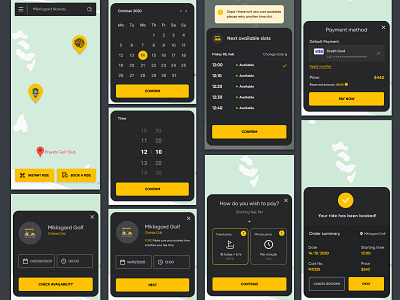 Booking flow for Golf cart app design booking conce conceptual design flow golf cart booking flow iconography minimal uiux