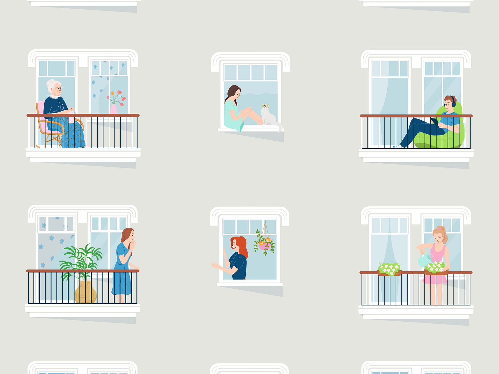 Friendly neighbours icons set by Macrovector on Dribbble