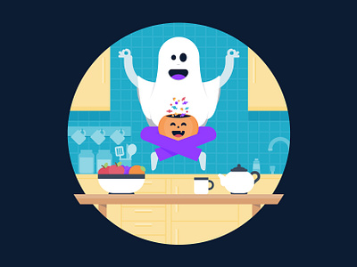 Giving me chills! candy dribbbleweeklywarmup ghost halloween haunted kitchen pumpkin scary spooky tea weekly warm up