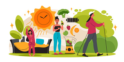 Healthy lifestyle composition activity flat healthy illustration lifestyle vector