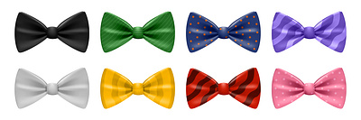 Bow tie set accessory bow illustration necktie realistic vector