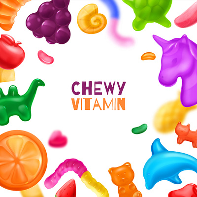 Chewy jelly vitamin composition chewy illustration jelly realistic vector vitamin