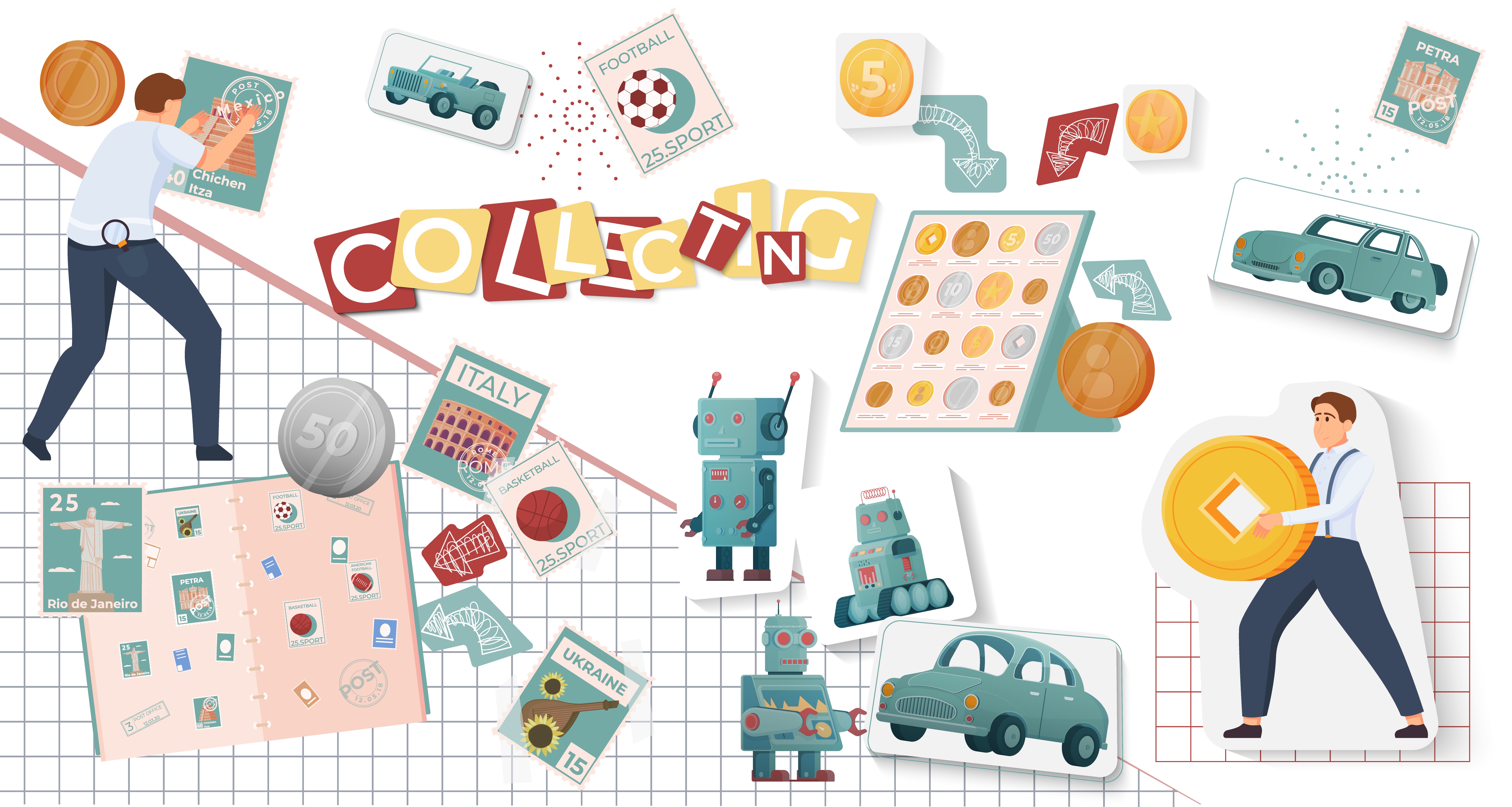 Collectibles Hobby Collage By Macrovector On Dribbble