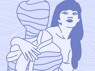 Girl in Wind blue cute design face figma girl illustration outline portrait pretty stroke