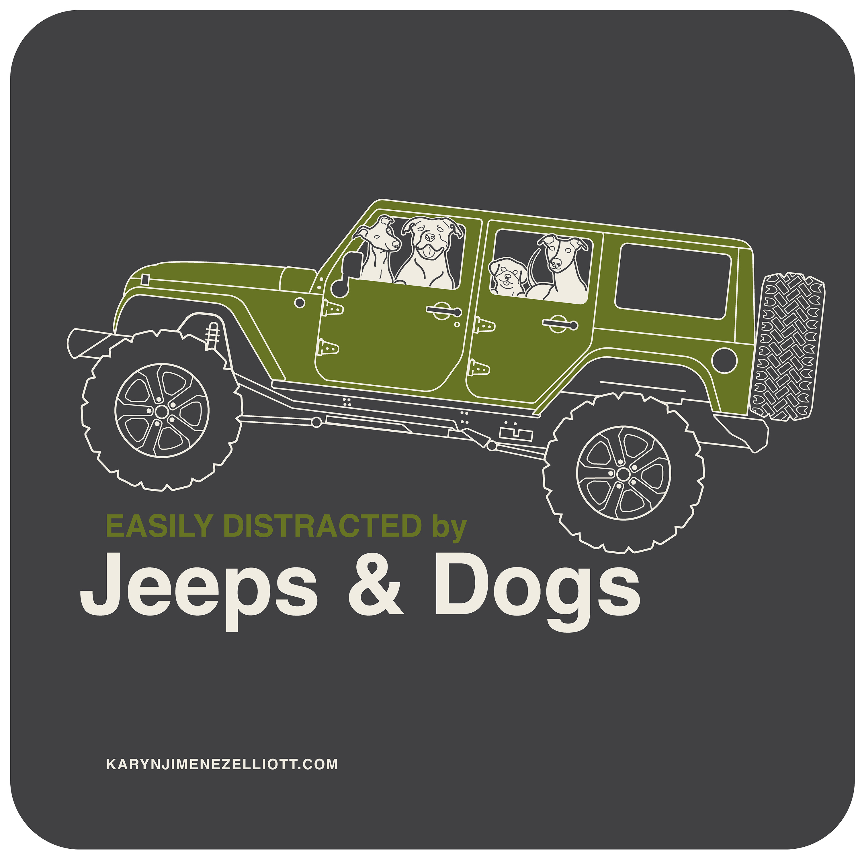 Jeeps & Dogs adobe illustrator dog dog illustration graphic design illustration jeep jeep illustration jeep wrangler national dog day vector illustration