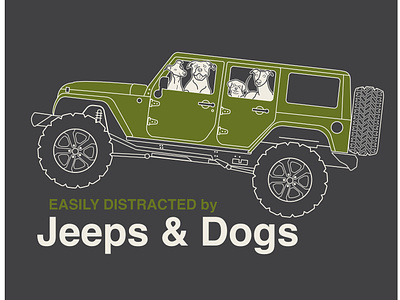 Jeeps & Dogs adobe illustrator dog dog illustration graphic design illustration jeep jeep illustration jeep wrangler national dog day vector illustration