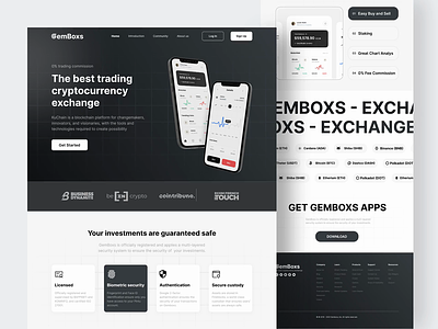 Landing Page Exchange Cryptocurrency - Gemboxs animation bitcoin btc crypto cryptocurrency eth etherium exchange landing page stock trade trading ui